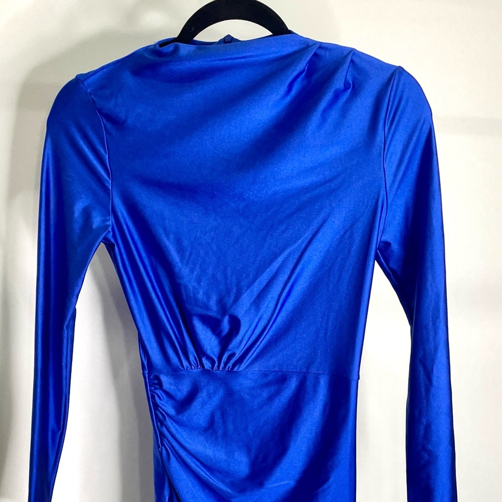 Electric blue body con long sleeve minidress